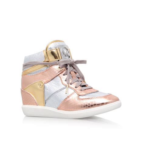 michael kors white womens nikko high top trainer|Michael Kors rose gold trainers.